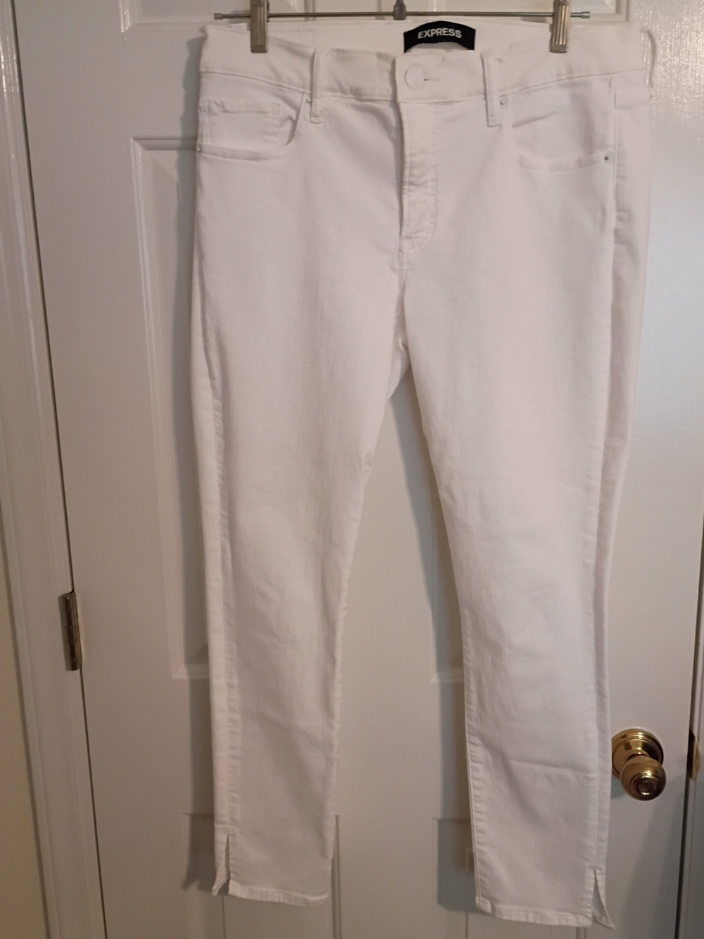Express White Women's Skinny Jeans with Split Hem Size 12R
